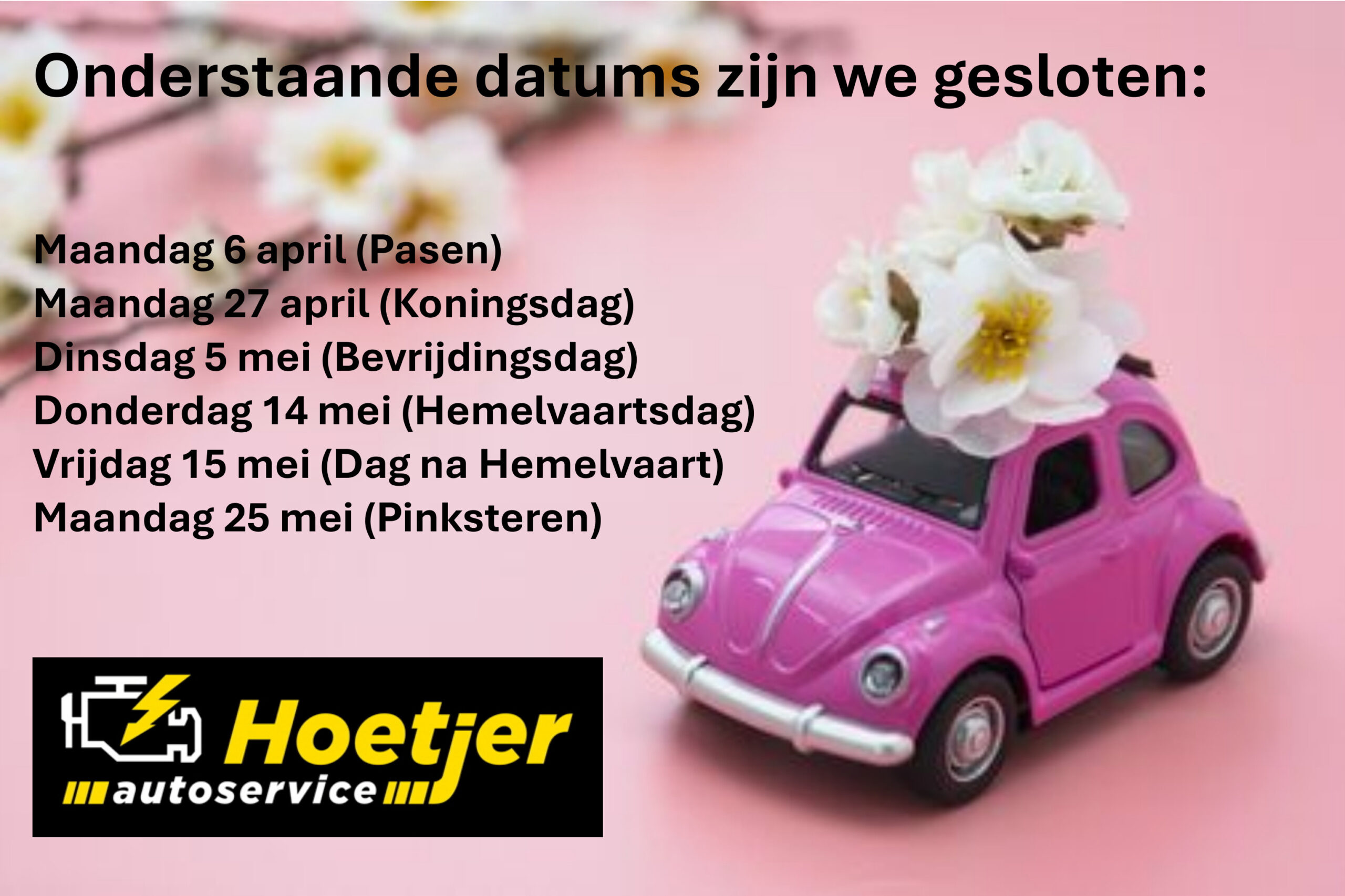 2026 Onderstaande datums zijn we gesloten-2